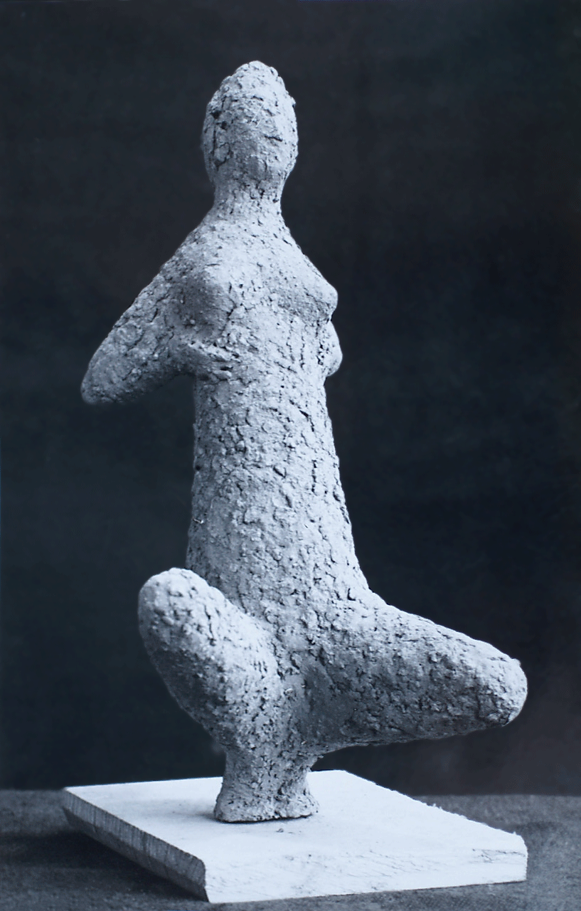 Figur, Ton,  hockend,  26x12x14cm, 50er Jahre